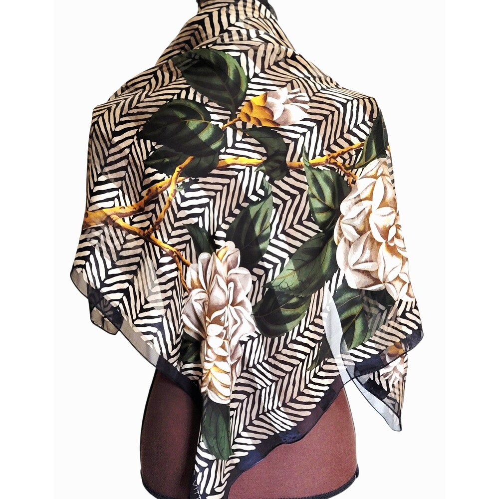 Adrienne Vittadini Multicolor Floral Design 100% Luxurious Silk Scarf